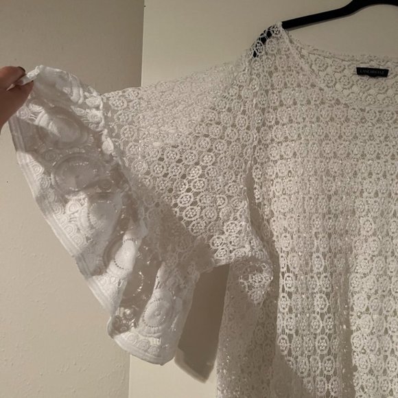 Lane Bryant Brand Size 22/24 White Lace Eyelet Top - Picture 3 of 8
